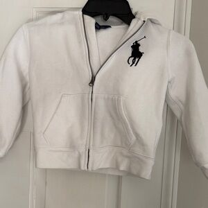 Ralph Lauren White Kids Zip Hoodie with Navy Pony Logo (without tags)